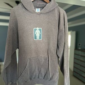 Vintage Girl Skateboard Hoodie Large (Fits Small) Gray